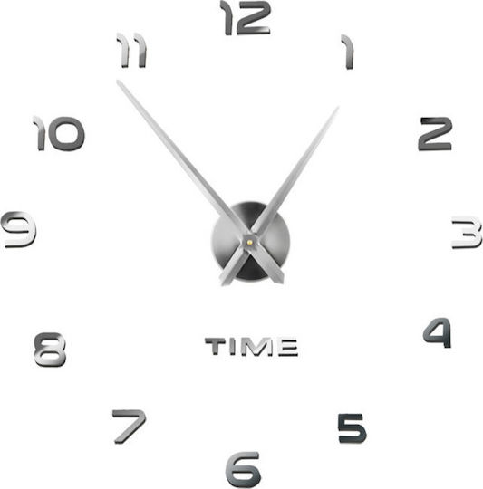 Ruhhy 3D Wall Clock Sticker Mirror Silver Ø60cm Ruhhy 3D Wall Clock Sticker Mirror Silver Ø60cm