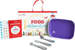 Munchkin Set de hrănire Food Adventure Big Kid Dining Set din Plastic cu Bază Antiderapantă Violet 4buc