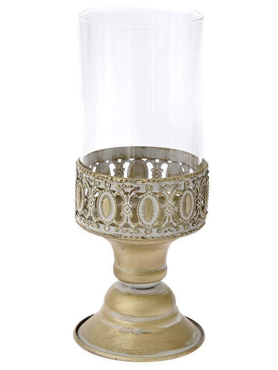 Iliadis Candle Holder Glass in Gold Color 11x11x27cm 1pcs