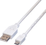 Roline Regular USB 2.0 to micro USB Cable Λευκό 1.8m (11.99.8752)