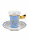 WM Collection N1103 Σετ Φλιτζάνια Tσαγιού από Πορσελάνη Μπλε 220ml 6τμχ