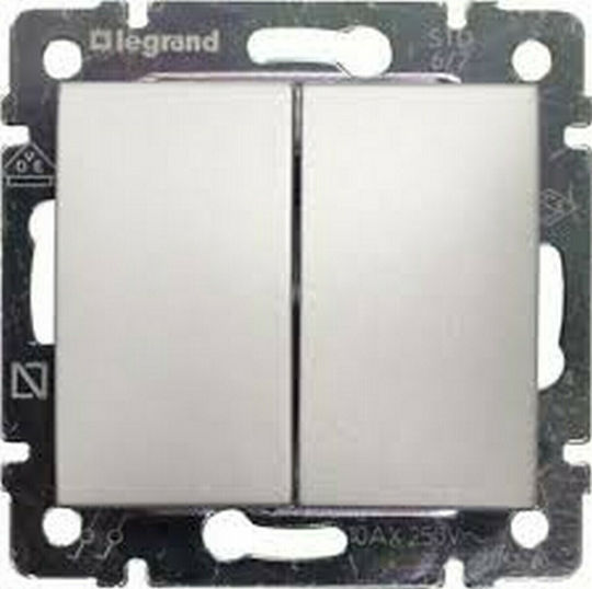 Legrand Valena 08 Recessed Wall Switch Double Without Frame Aller Retour Brilliant Aluminum
