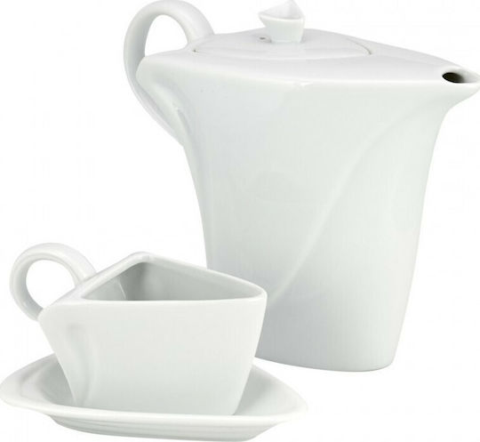 WM Collection Set de Ceai cu Cană din Porțelan Alb 1350ml 9buc