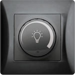 Lineme Recessed Simple Front Dimmer Switch Rotary 500W Black 50-00110-2