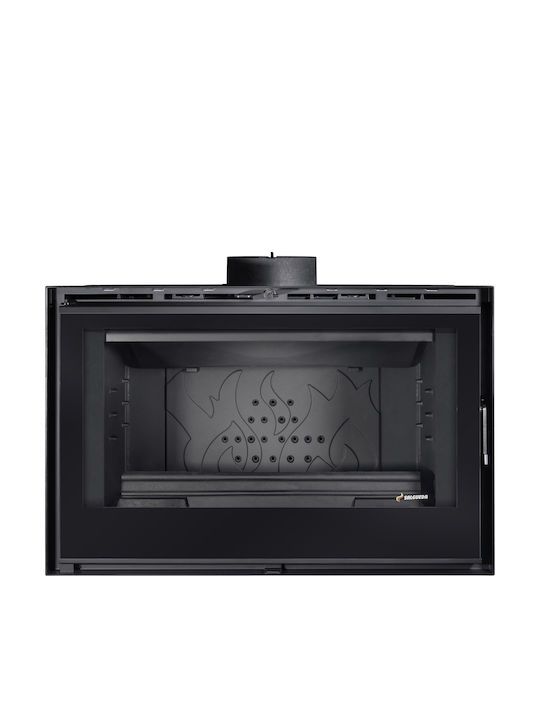 Salgueda Saphire E865-MN4 Wood Cassette Fireplace Insert Fan Heater Air Duct Connection with Straight Window 18kW Black