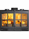 Salgueda Insert 800 2P E061-SM Wood Cassette Fireplace Insert Fan Heater Air Duct Connection with Straight Window 18kW
