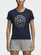 Adidas Emblem Women's Athletic Oversized T-shirt Polka Dot Navy Blue