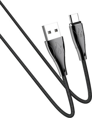 Hoco Braided / Magnetic USB 2.0 Cable USB-C male - USB-A male Μαύρο 1.2m (U75 Blaze)