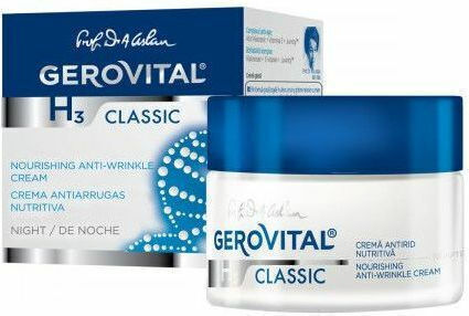 Gerovital H3 Classic Cremă Hidratantă și Anti-îmbătrânire pentru Față de Noapte cu Acid Hialuronic 50ml