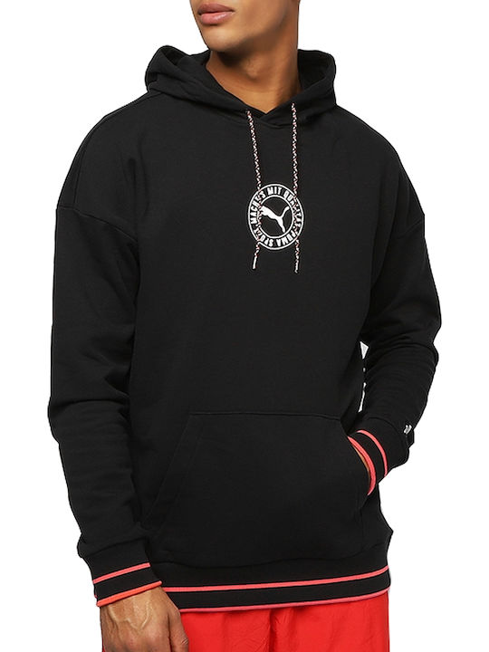 Puma Men's Sweatshirt with Hood and Pockets Black