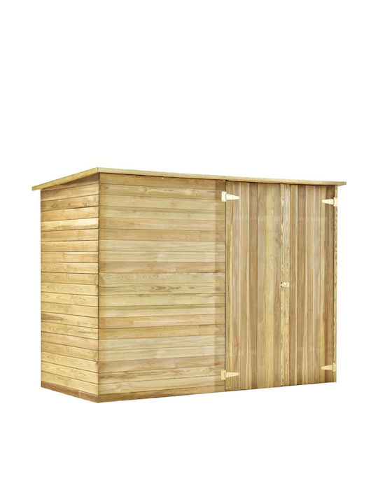 Wooden Garden Warehouse with Double-Leaf Door Brown L2.32xW1.10xH1.70cm