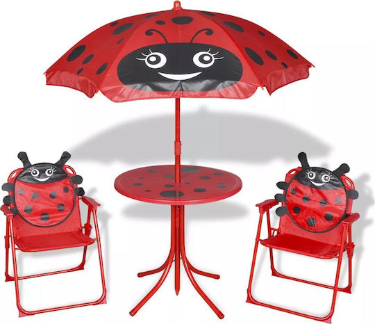 Bistro Set Kids Table with Chairs Red vidaXL