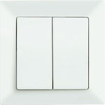 Eurolamp Recessed Electrical Lighting Wall Switch with Frame Basic White 152-12002