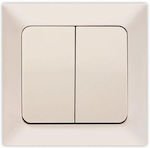 Eurolamp Recessed Electrical Lighting Wall Switch no Frame Basic Cream