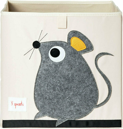 3 Sprouts Kinder Aufbewahrungskorb Faltbar aus Stoff Mouse Gray 33x33x33cm 1Stück