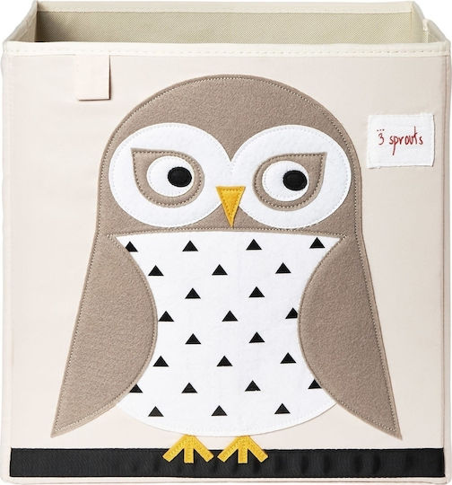 3 Sprouts Kinder Aufbewahrungskorb Faltbar aus Stoff Owl Braun 33x33x33cm 1Stück