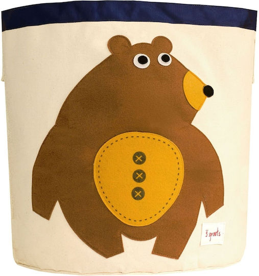 3 Sprouts Children's Storage Basket made of Fabric Bear Brown 43x43x45cm 1pcs