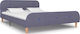 Double Bed Upholstered with Gray Fabric for Mattress 140x200cm