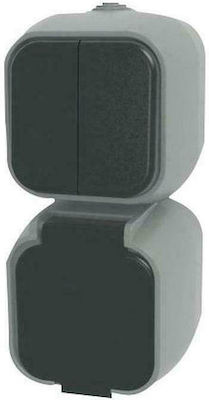 Geyer IP54 Double Power Socket Gray