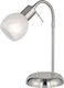 Trio Lighting Antibes Metal Table Lamp for Socket E14 with White Shade and Silver Base