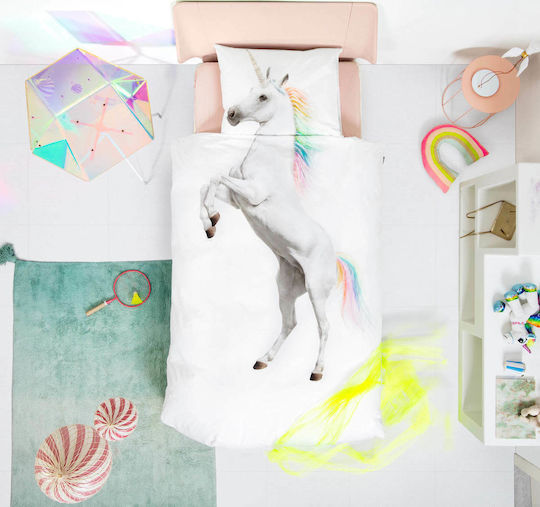 Snurk Unicorn Conținut set Husă de pilotă pentru copii Single cu față de pernă Roz 160x220cm