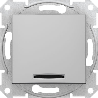 Schneider Electric Sedna Recessed Electrical Lighting Wall Switch no Frame Basic Illuminated Silver SDN0400360