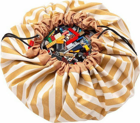 Play&go Kinder Spielmatte aus Stoff Stripes Gelb 140x140cm 1Stück