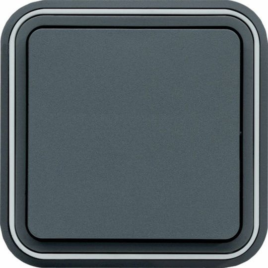 Hager Cubyko Waterproof Recessed Wall Switch Single with Frame Anthracite