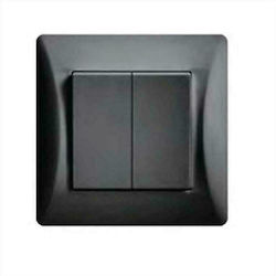 Lineme Recessed Electrical Lighting Wall Switch with Frame Basic Black 50-00103-2
