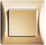 Lineme Recessed Electrical Lighting Wall Switch with Frame Basic Aller Retour Gold 50-00102-9