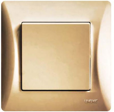 Lineme Recessed Electrical Lighting Wall Switch with Frame Basic Aller Retour Gold