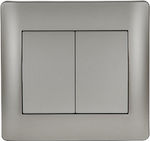 Elmark Rhyme Recessed Wall Switch Lighting Two-Way with Frame Aller Retour Grey Metallic