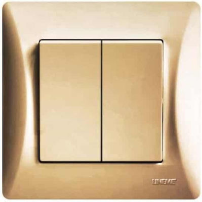 Lineme Recessed Electrical Lighting Wall Switch with Frame Basic Gold