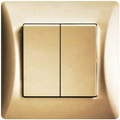 Lineme Recessed Electrical Lighting Wall Switch with Frame Basic Aller Retour Gold 50-00104-9