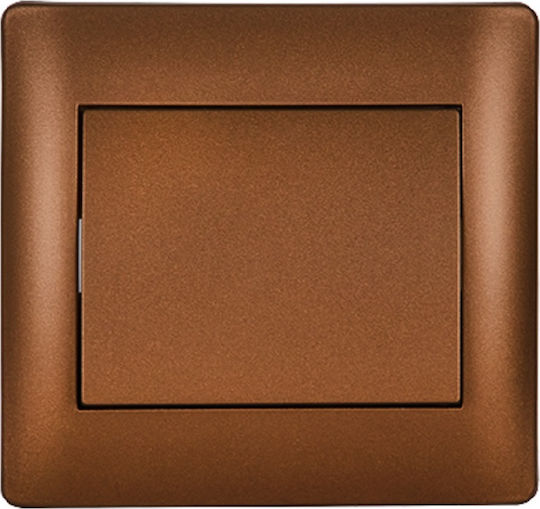 Elmark Recessed Wall Switch Single with Frame Aller Retour Brown Metallic