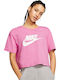 Nike Essential Femeie Sport Bumbac Bluză Mâneci scurte Fuchsia