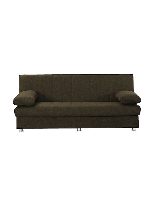 Three-Seater Fabric Sofa Bed with Storage Space Brown 188x84cm