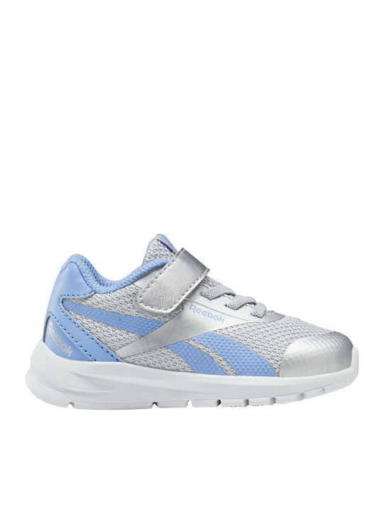 Rush Runner Rush Runner 2.0 Kids Sports Shoes Running with Hoop & Loop Closure Silver Metallic / Cornflower Blue / White