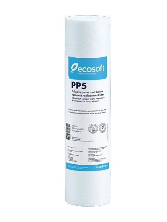 Ecosoft Ανταλλακτικό Φίλτρο Νερού Άνω και Κάτω Πάγκου από Πολυπροπυλένιο 10" PP5 5 μm