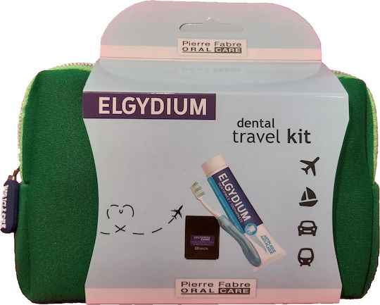 Elgydium Dental Travel Kit Manual Toothbrush Medium Green