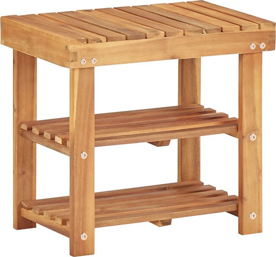 Wooden Shoe Organizer with 2 Shelves Beige 50x32x45cm 45929
