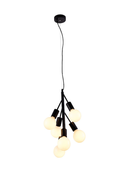 Viokef Grape Pendant Chandelier for 6 Bulbs E27 Black