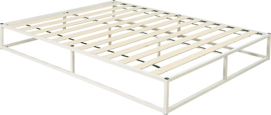 Bed Base Queen Size made of Metal White 160x200x24cm