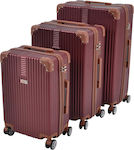 Ankor Travel Suitcases Hard Burgundy with 4 Wheels Set 3pcs