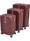 Ankor Travel Suitcases Hard Burgundy Max Height 70cm with 4 Wheels Set of 3 Pieces
