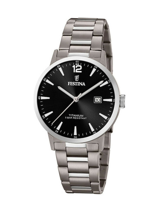 Festina Classic Titanium Chrono Herrenuhr 40mm Batterie mit Silber Metallarmband