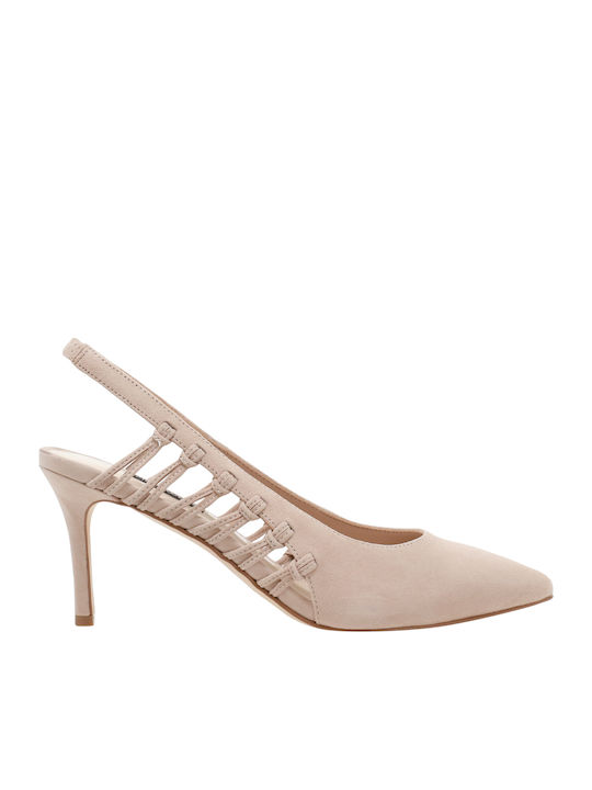 Nine West Milia Μυτερές Γόβες με Λεπτό Μεσαίο Τακούνι Μπεζ