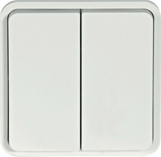 Hager Cubyko Waterproof Recessed Electrical Wall Switch Two-Way Without Frame Aller Retour White