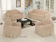 Sunshine Waffle Set of Elastic Sofa Covers Ecru 3pcs