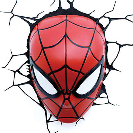 3DLightFX Παιδικό Φωτιστικό Τοίχου Led Πλαστικό Spiderman Mask